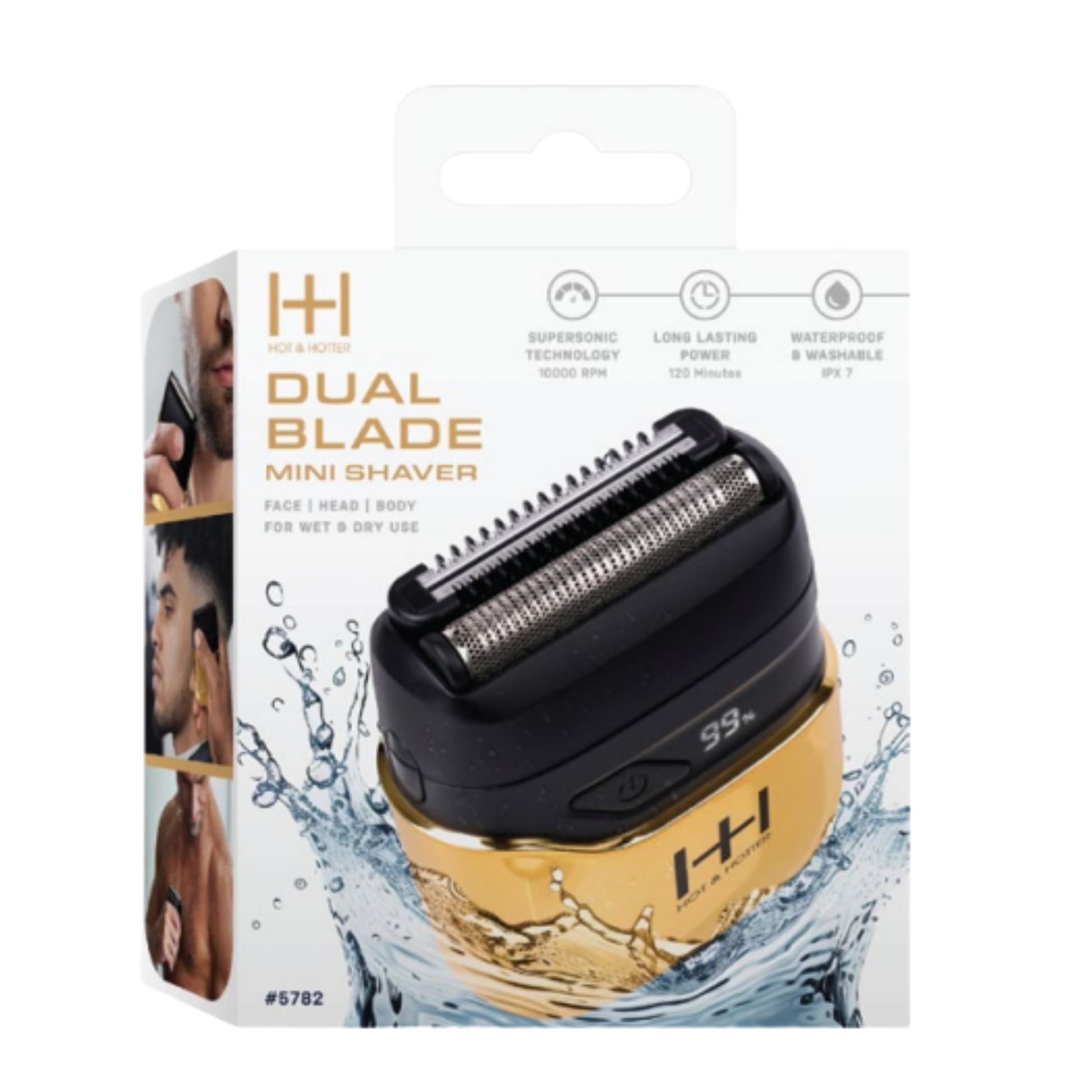 Hot & Hotter Dual Blade Mini Shaver, 1 Count Foil Electric Razor, Gold Annie International, Inc.