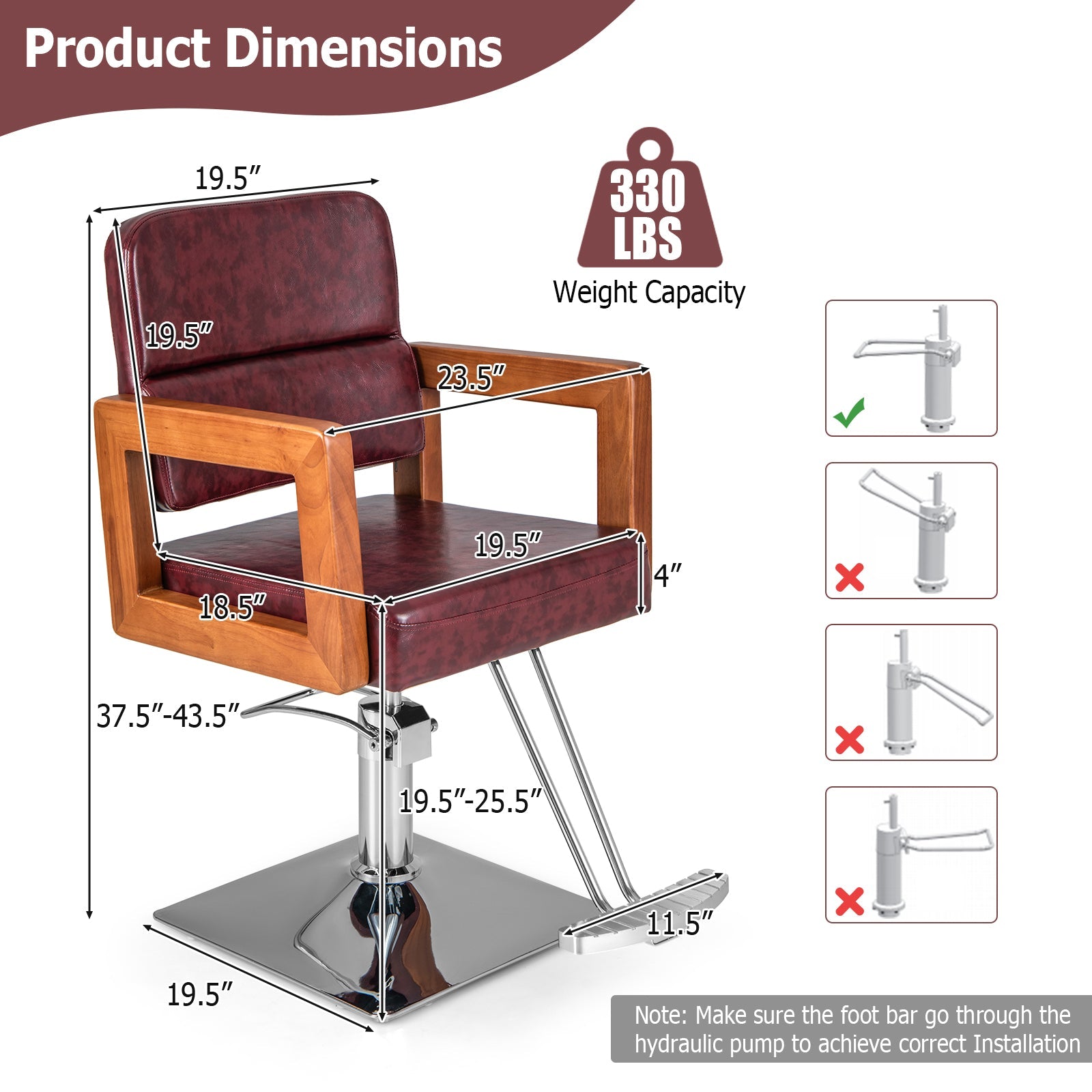 Hydraulic Barber Chair Salon Chair for Hair Stylist with 360 Degrees Swivel-Red DirectDeals