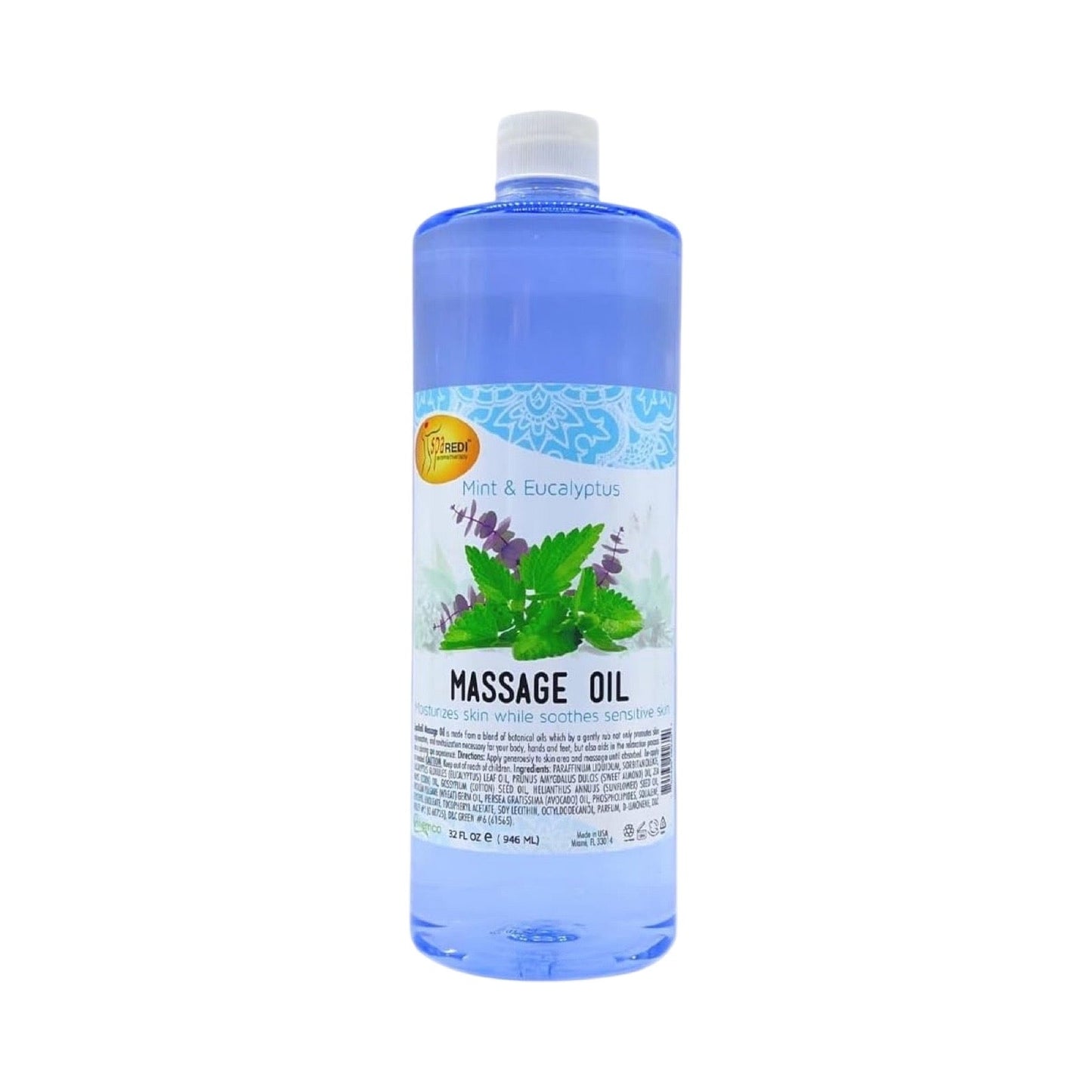 Massage Oil 32oz - Mint & Eucalyptus  | Mani Pedi Body Lunali Nail Supply