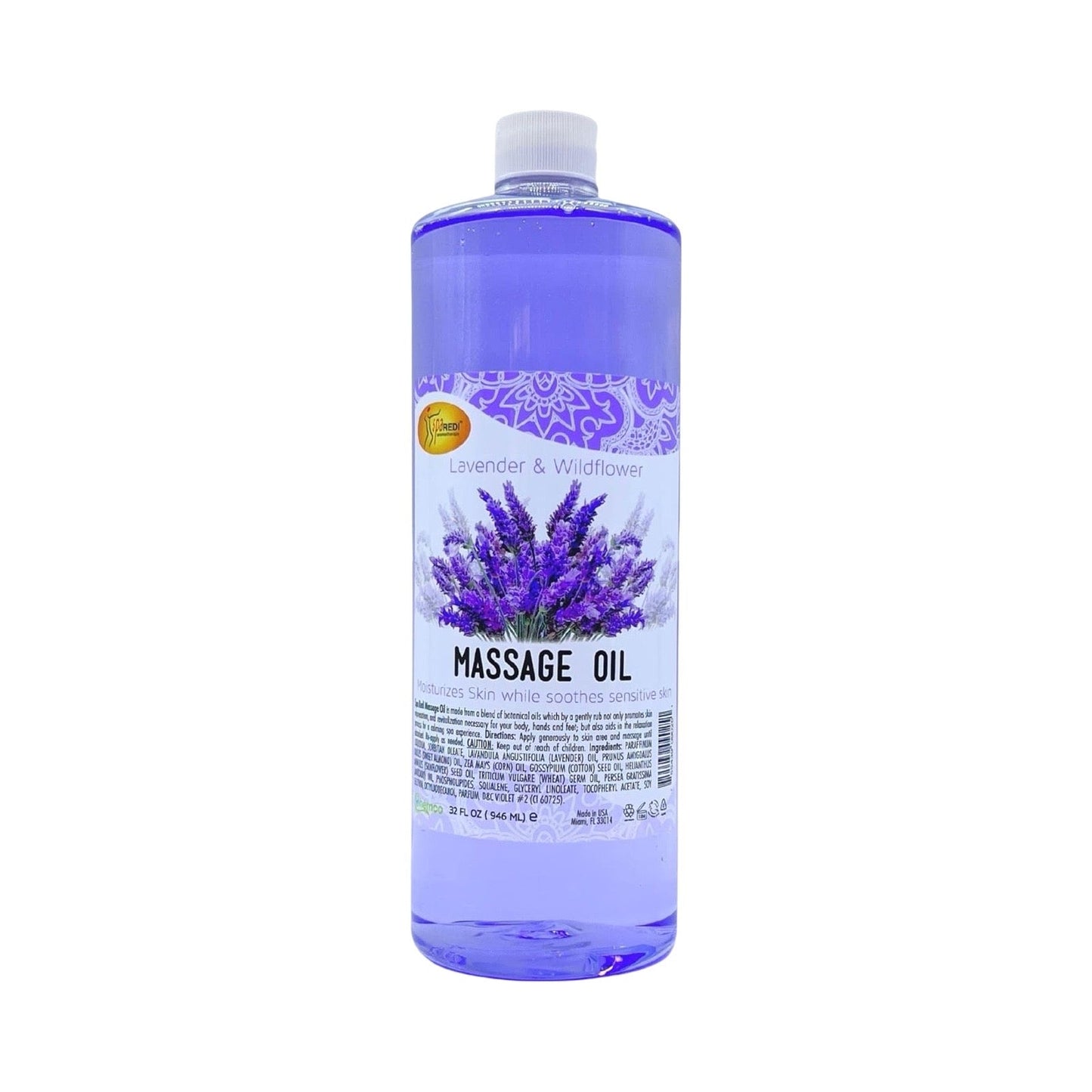 Massage Oil 32oz - Lavender & Wildflower | Mani Pedi Body Lunali Nail Supply