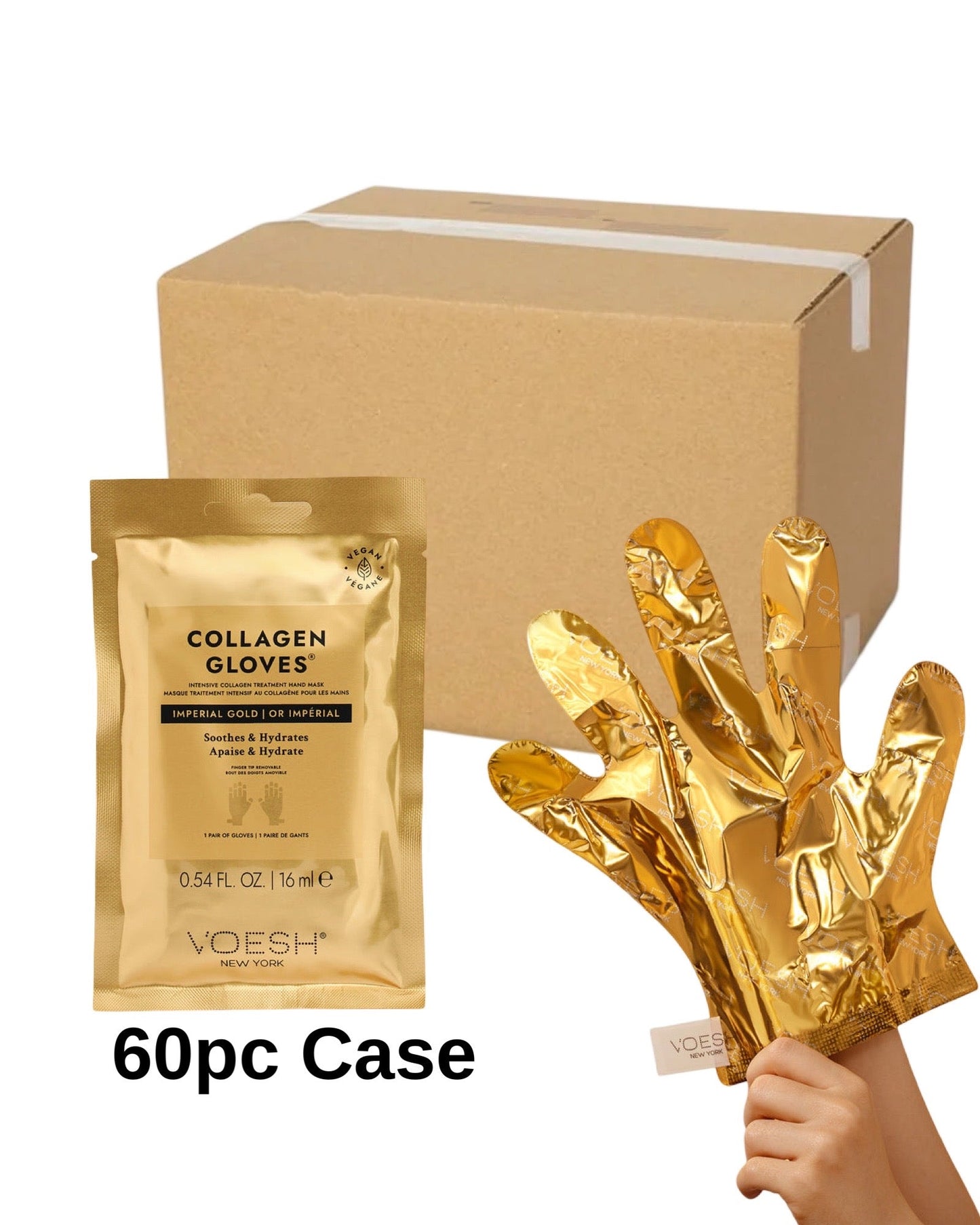 *Box Collagen Glove Imperial Gold - 60pc Lunali Nail Supply