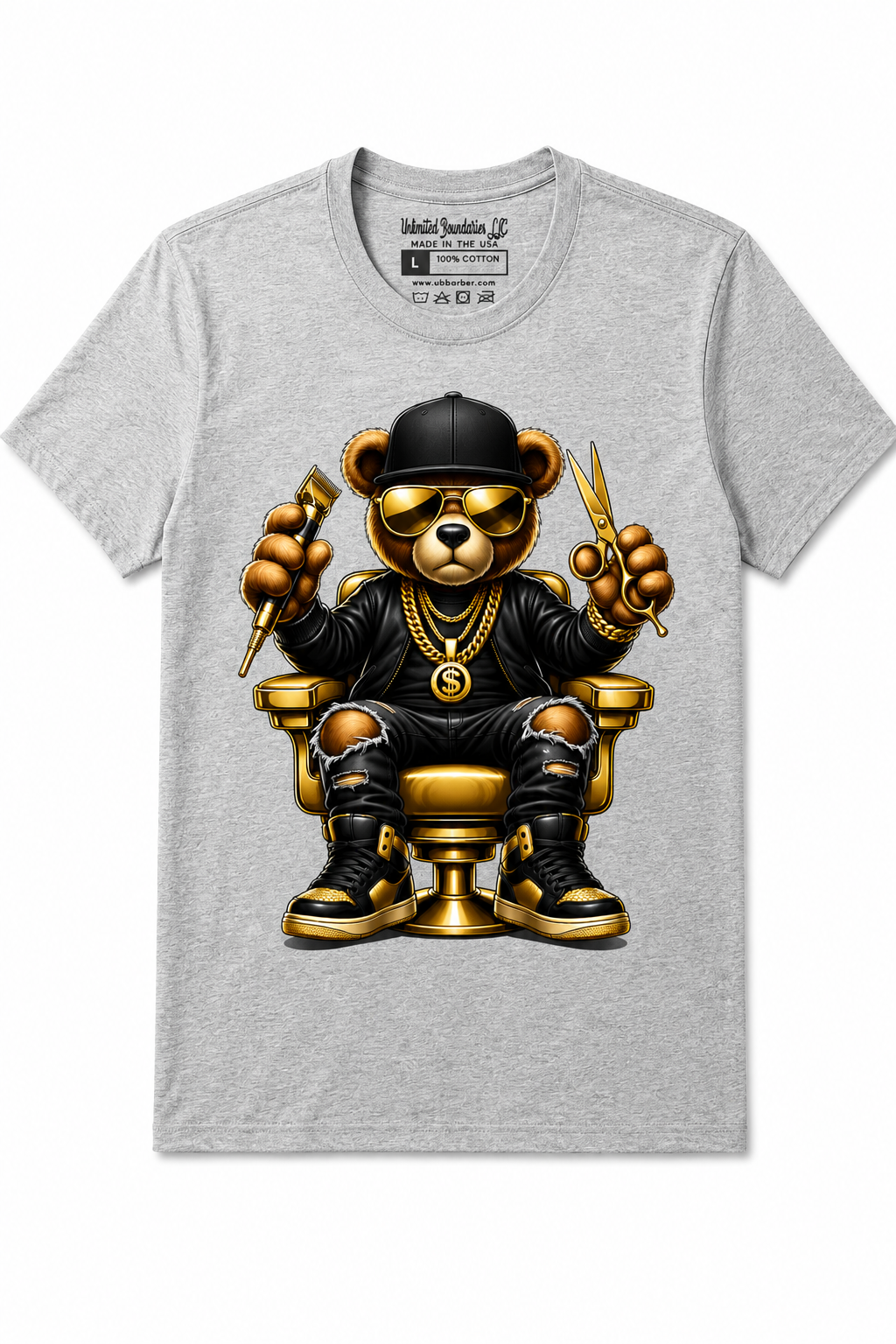 Gold Graffiti Barber Bear Unlimited Boundaries Barber and Beauty Supply