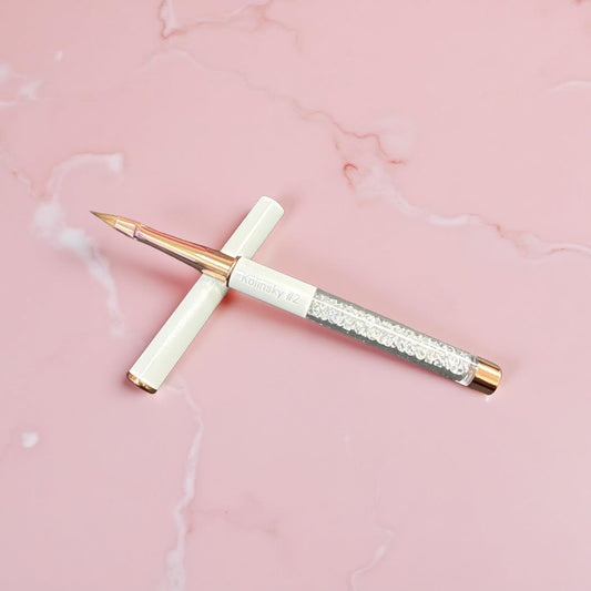 3D Brush #2 - Kolinsky | White Metal Handle Lunali Nail Supply