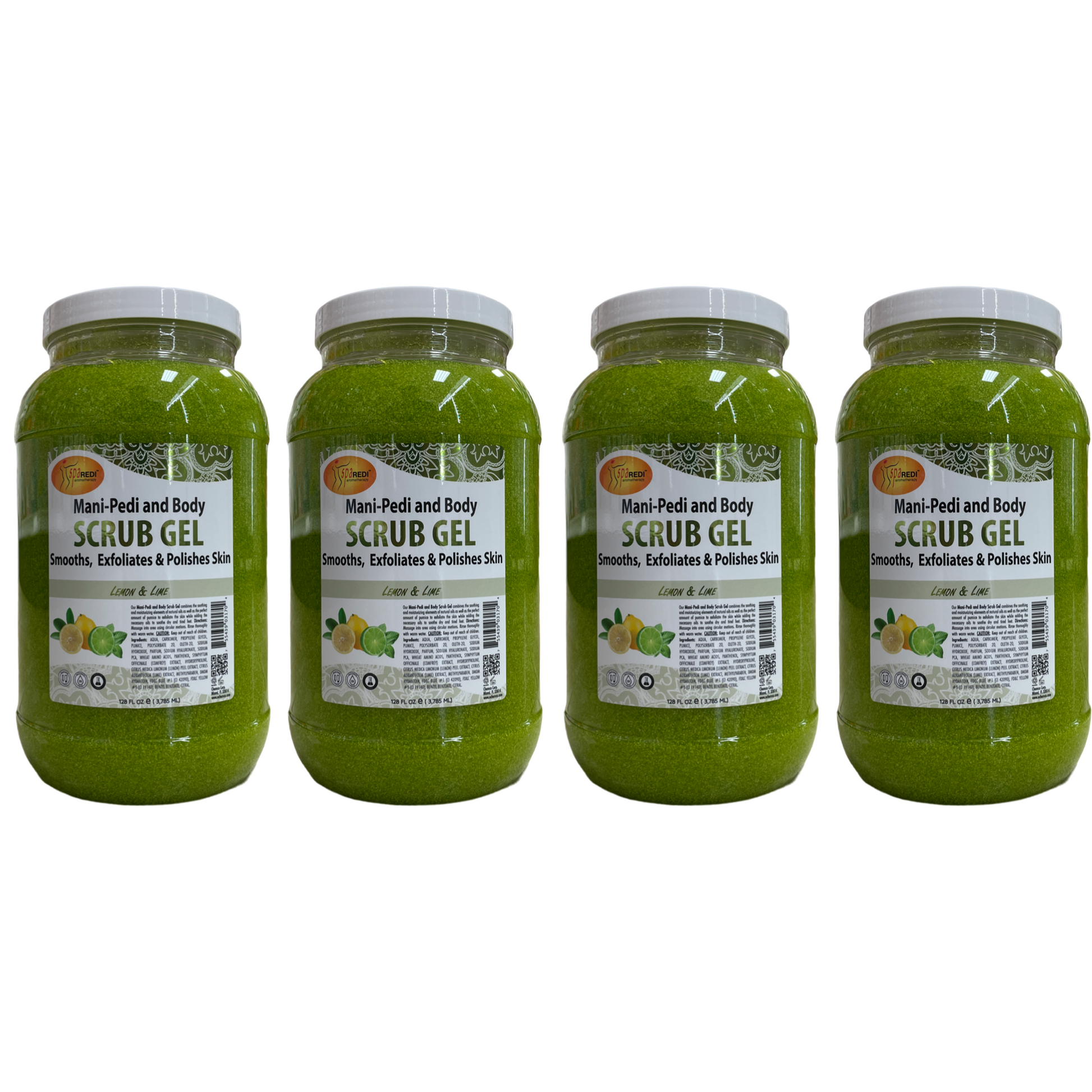 *Case Lemon Lime Pedi Scrub Gel - (4 x 128oz) Lunali Nail Supply