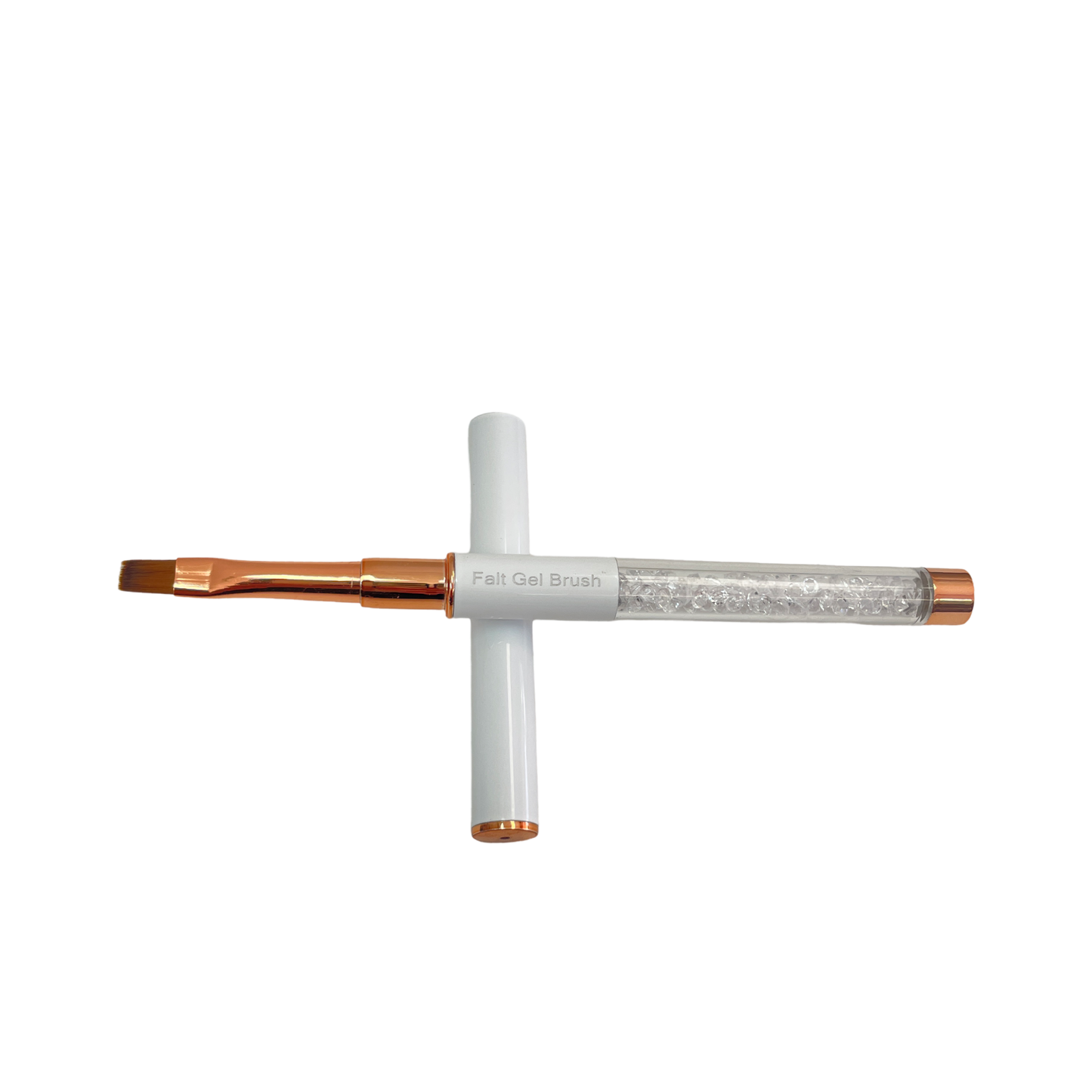 Flat Gel Nail Brush - White Metal Handle Lunali Nail Supply