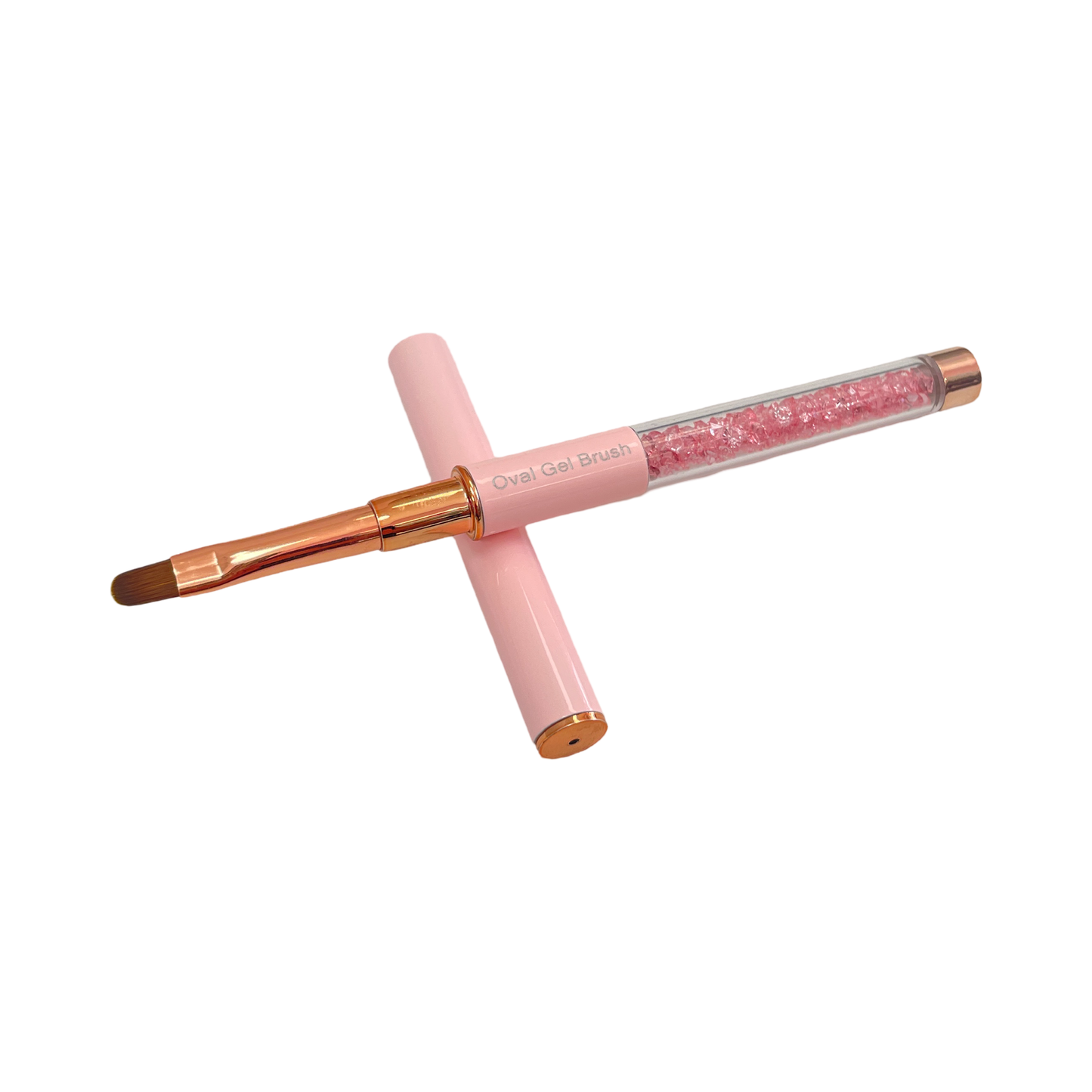 Flat Gel Nail Brush -  Pink Metal Handle Lunali Nail Supply