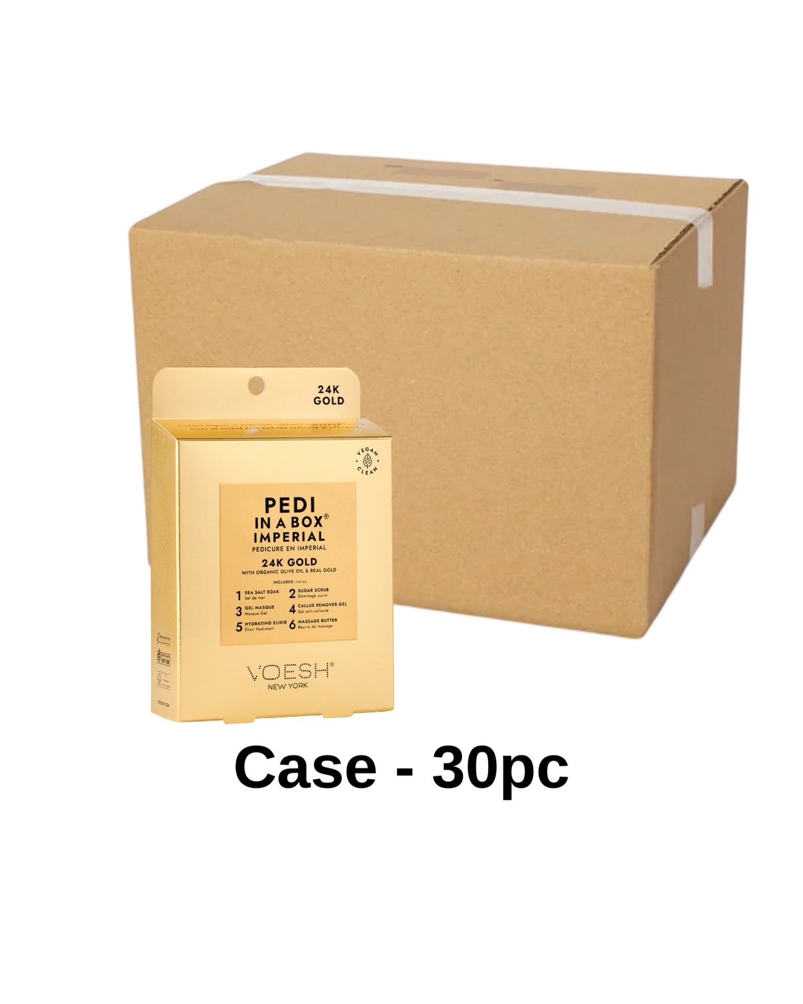 * (Case 30pc) Pedi in a Box Imperial 6 Steps 24K Gold Lunali Nail Supply