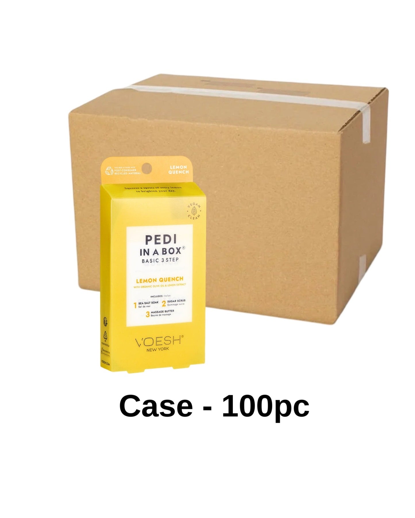 *(Case 100pc) Pedi in a Box Basic 3 Step Lemon Quench Lunali Nail Supply