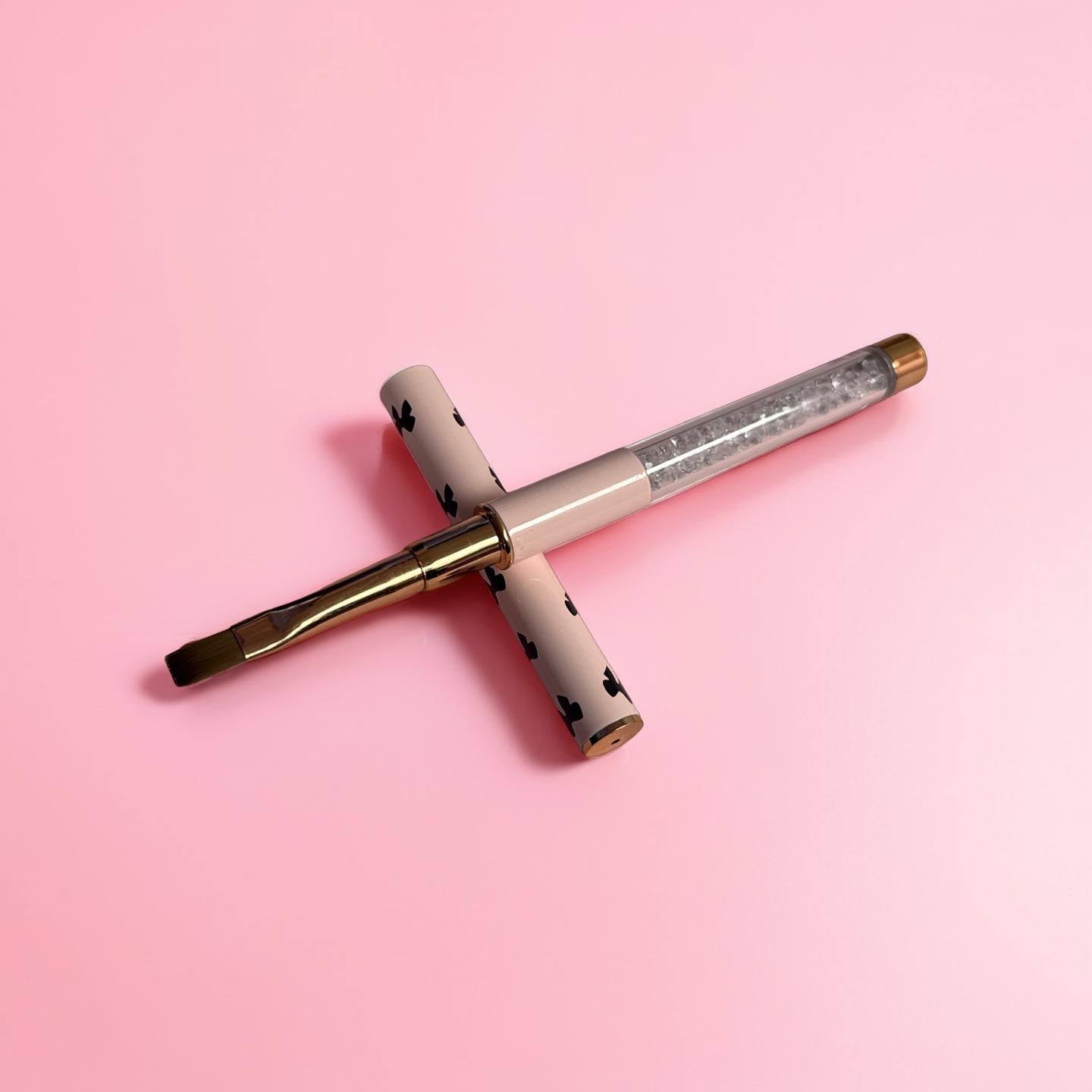 Flat Gel Nail Brush - Rose Pink Bowtie Lunali Nail Supply