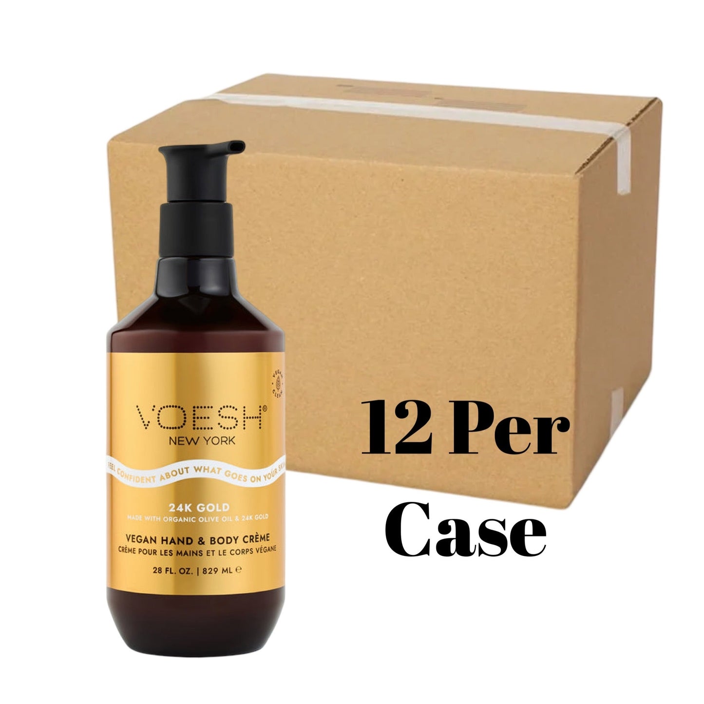 *(Case x 12) Vegan Hand & Body Crème 24K Gold - 28oz Lunali Nail Supply