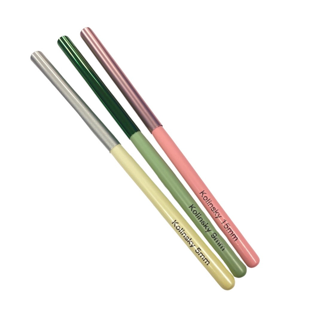 Nail Art Brush Set Kolinsky - 3pc Lunali Nail Supply