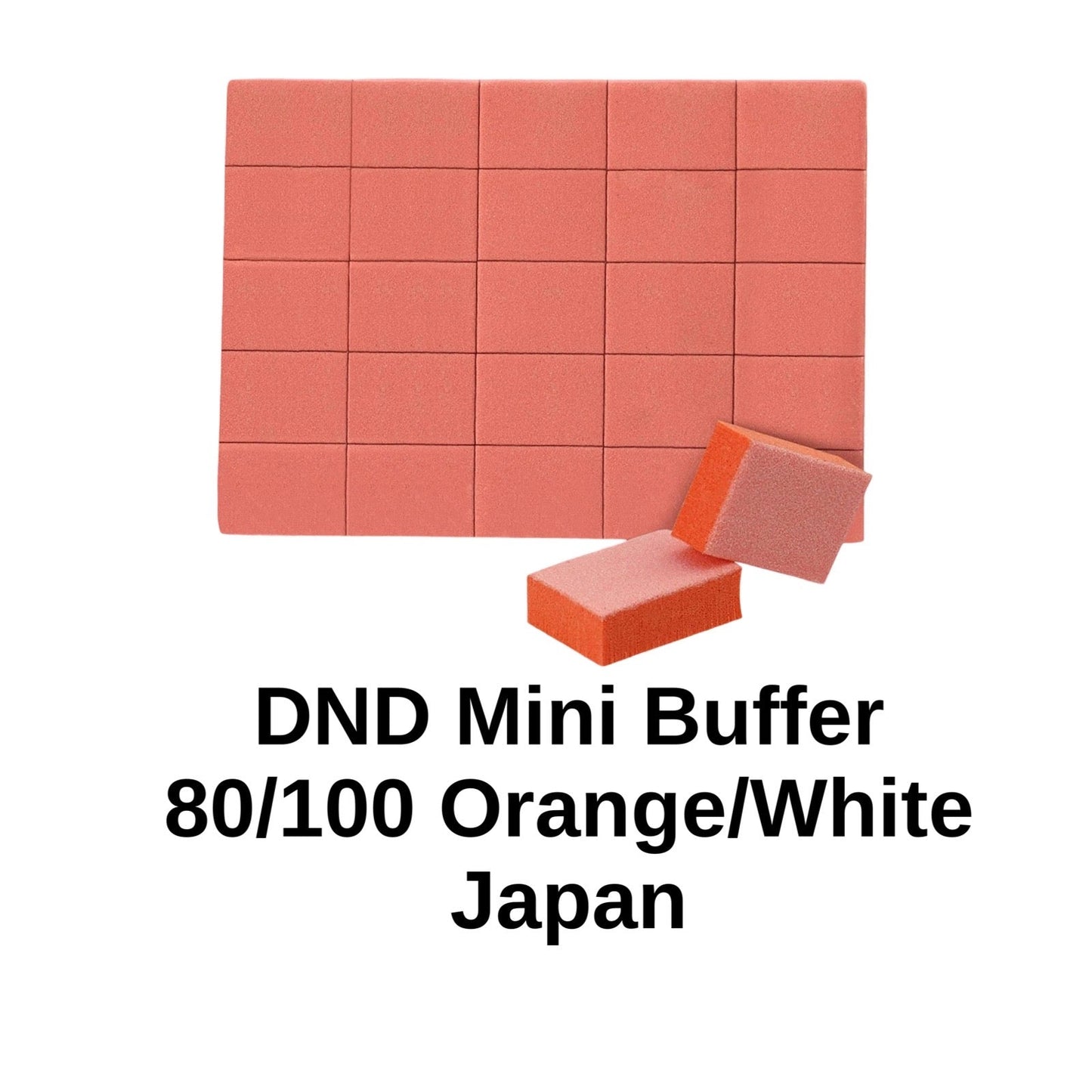 *150pc Sheet DND Mini Nail Buffer - 80/100 Orange/White JAPAN Lunali Nail Supply