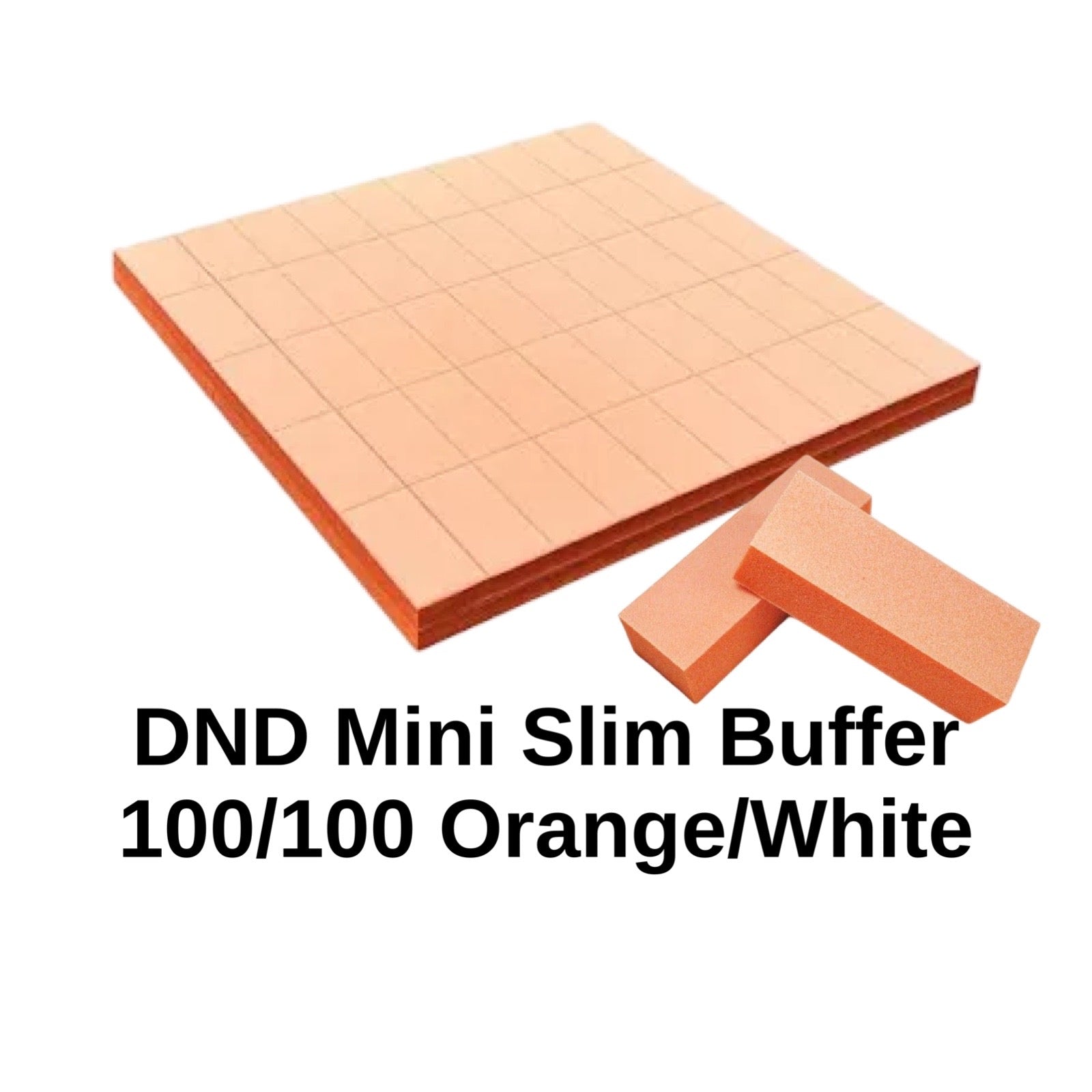 *50pc Sheet DND Mini Slim Buffer - (100/100) Orange/White Lunali Nail Supply
