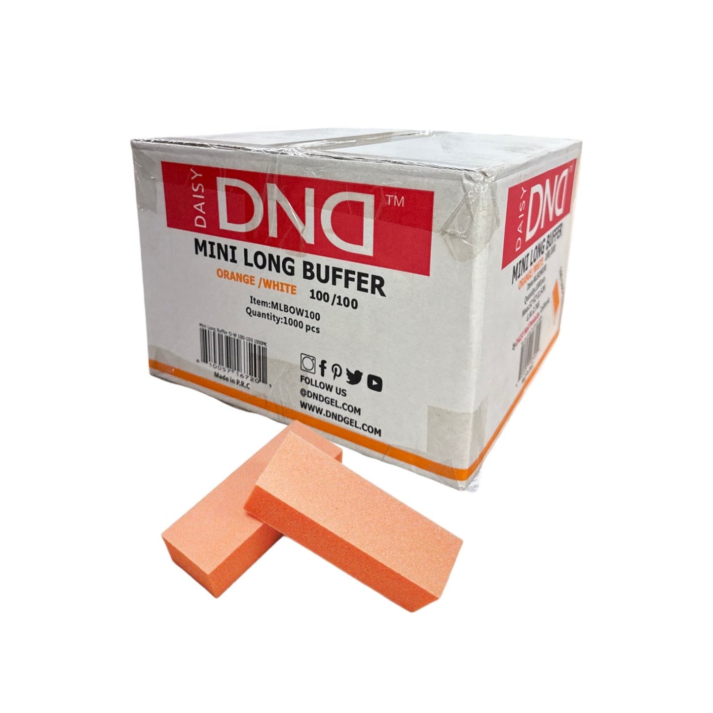 *1000pc Box DND Mini SLIM Buffer - (100/100) Orange/White Lunali Nail Supply