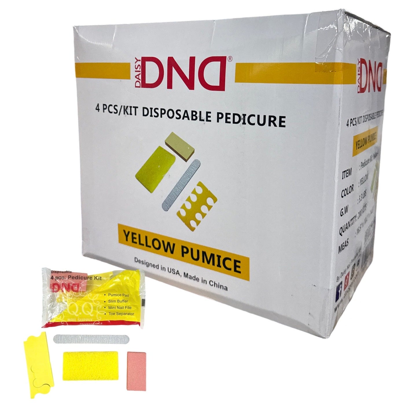 *(Bundle) DND Disposable Pedicure Kit - 4 pc. (Yellow) Lunali Nail Supply