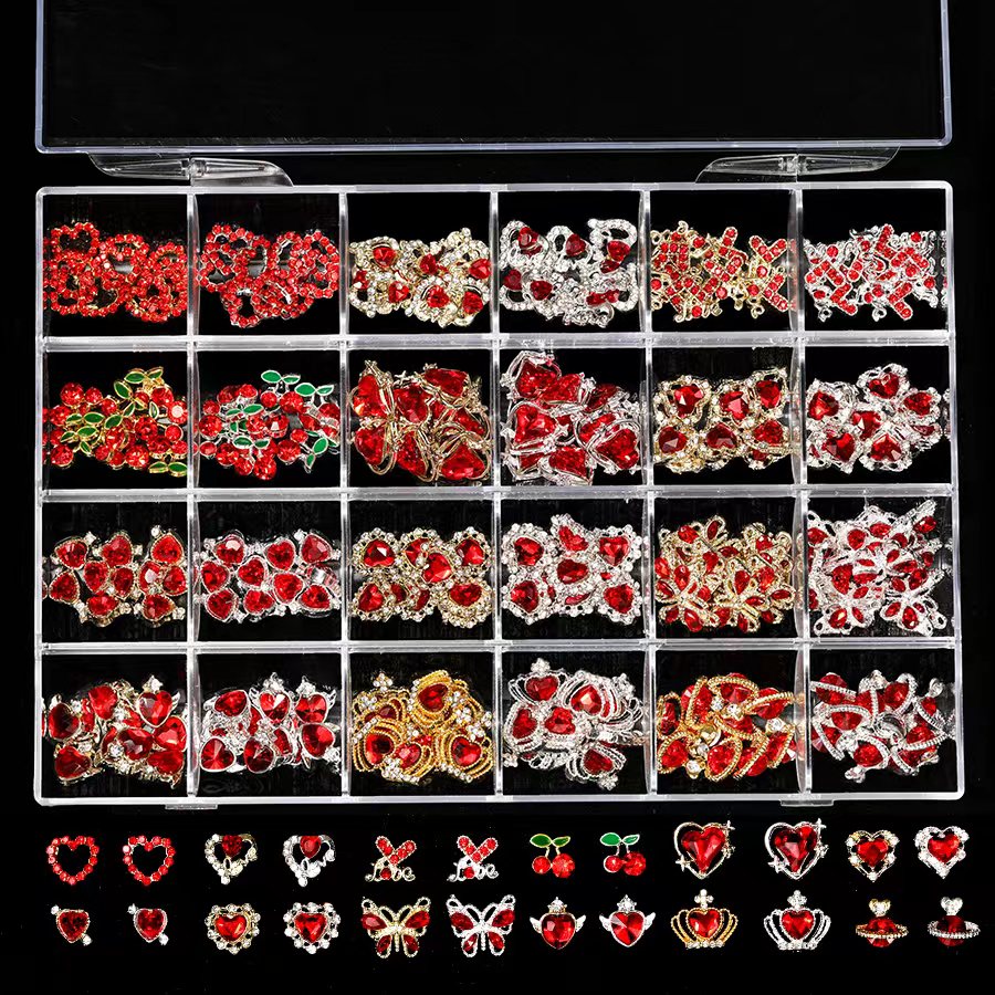 3D Charms- Assorted Red charms -  240pc