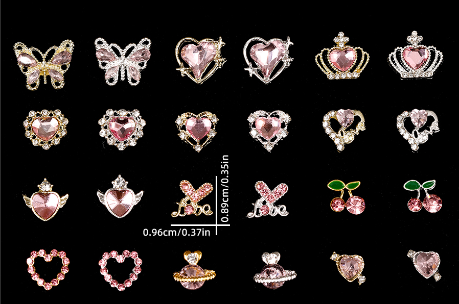 3D Pink Rhinestones Gold / Silver plated - 240pc