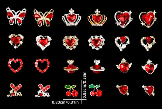 3D Charms- Assorted Red charms -  240pc