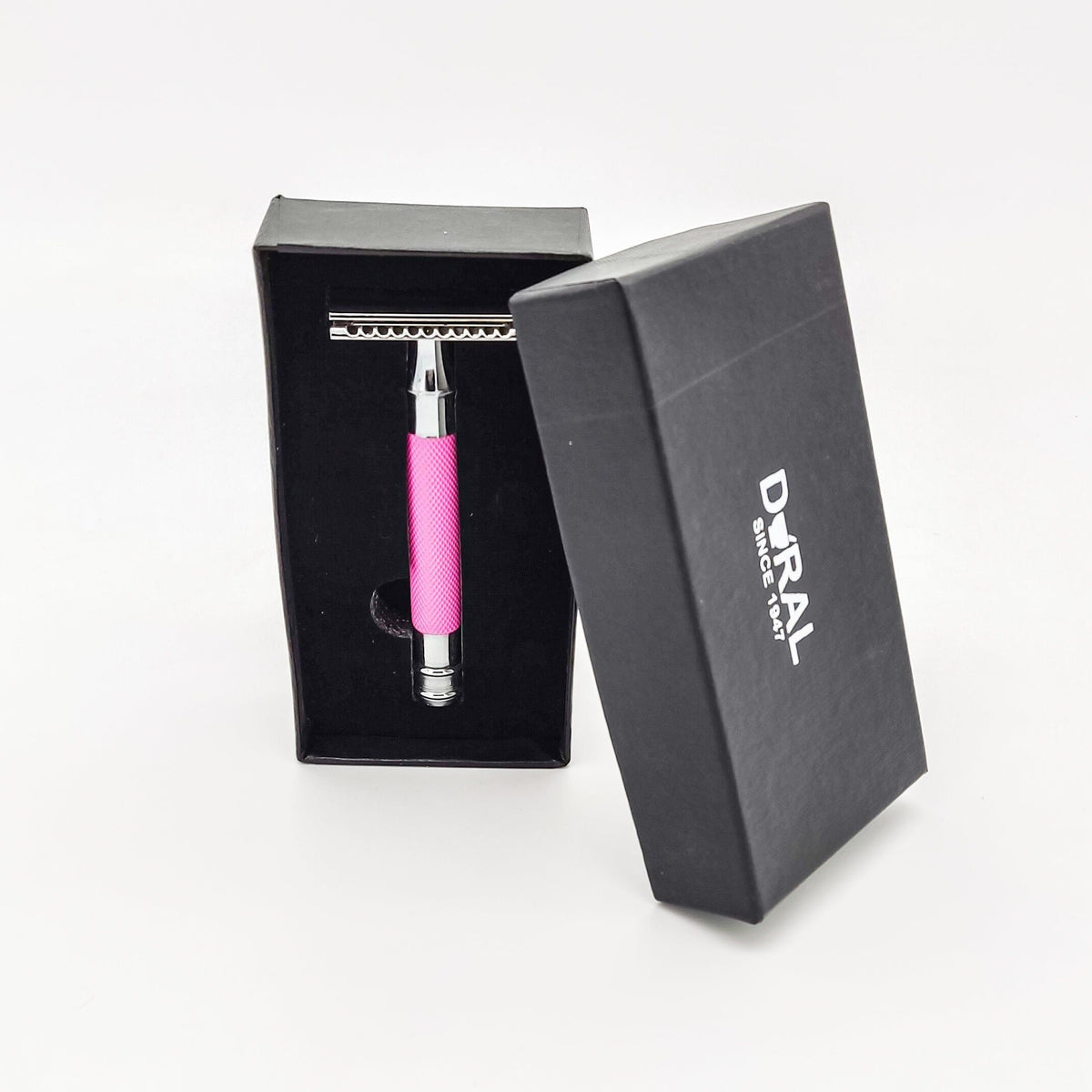 Dural Heavy Stroud Head Double Edge Safety Razor Duty Pink/Black + Pouch Pasteur Pharmacy