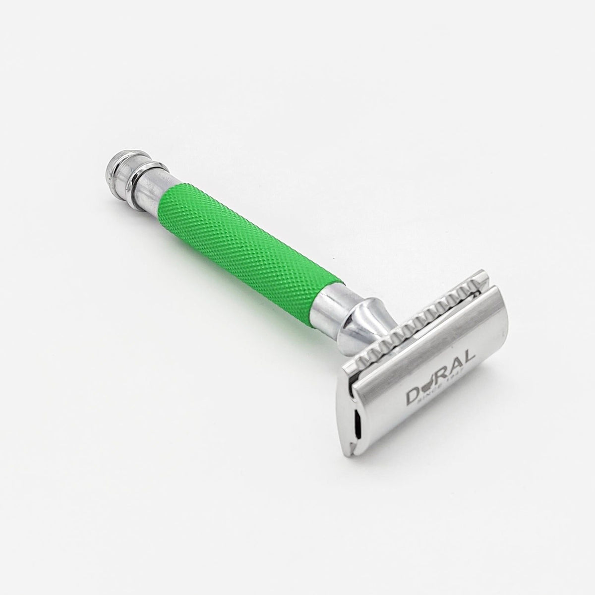 Dural Heavy Stroud Head Double Edge Safety Razor Duty Green/Silver + Pouch Pasteur Pharmacy