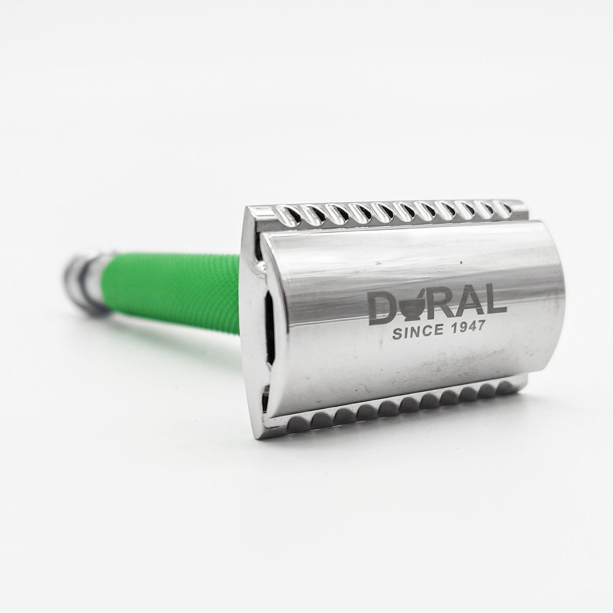Dural Heavy Stroud Head Double Edge Safety Razor Duty Green/Silver + Pouch Pasteur Pharmacy