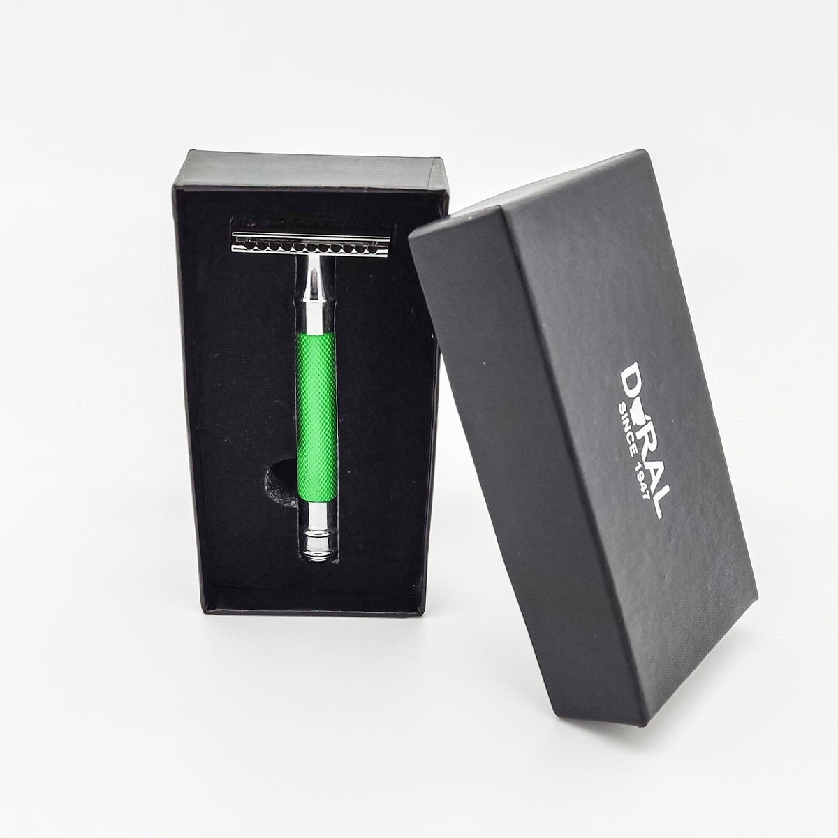 Dural Heavy Stroud Head Double Edge Safety Razor Duty Green/Silver + Pouch Pasteur Pharmacy