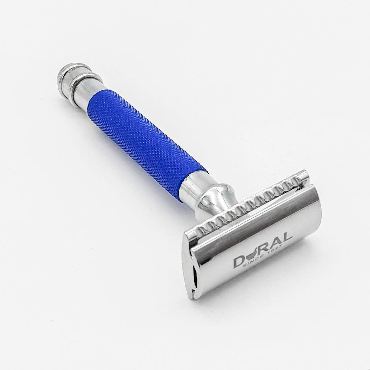Dural Heavy Stroud Head Double Edge Safety Razor Duty Blue/Silver + Pouch Pasteur Pharmacy