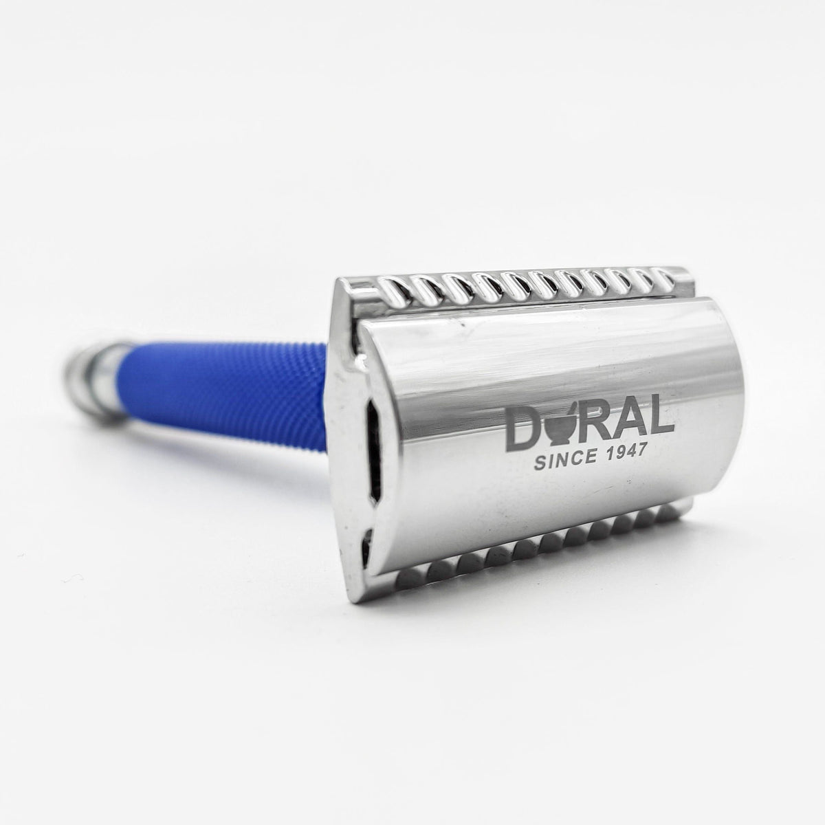 Dural Heavy Stroud Head Double Edge Safety Razor Duty Blue/Silver + Pouch Pasteur Pharmacy