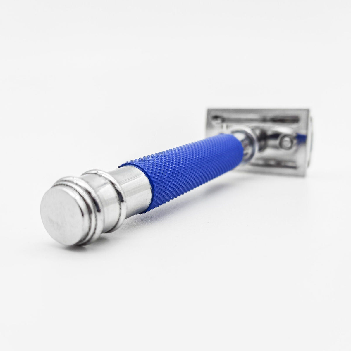 Dural Heavy Stroud Head Double Edge Safety Razor Duty Blue/Silver + Pouch Pasteur Pharmacy