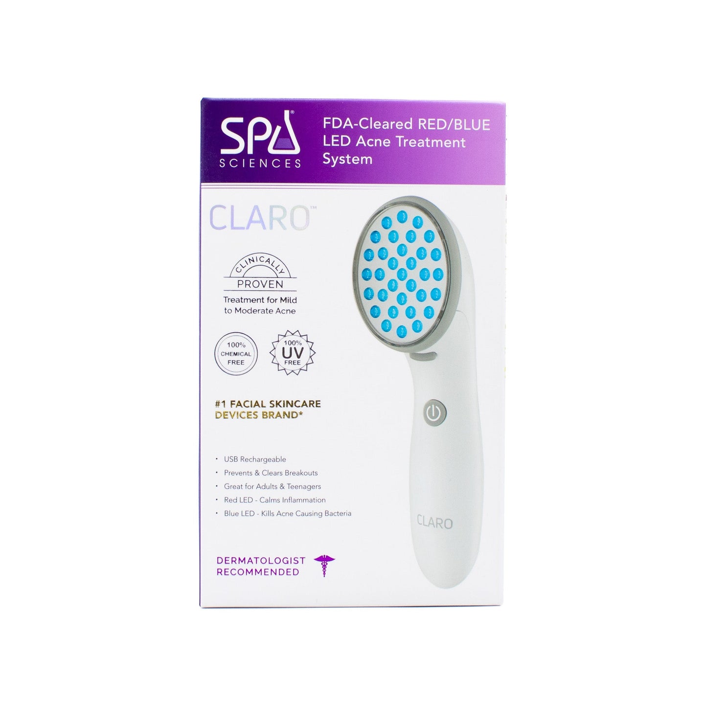 Spa Sciences CLARO Blue & Red LED Acne Treatment Light Therapy - New This is Beauty US
