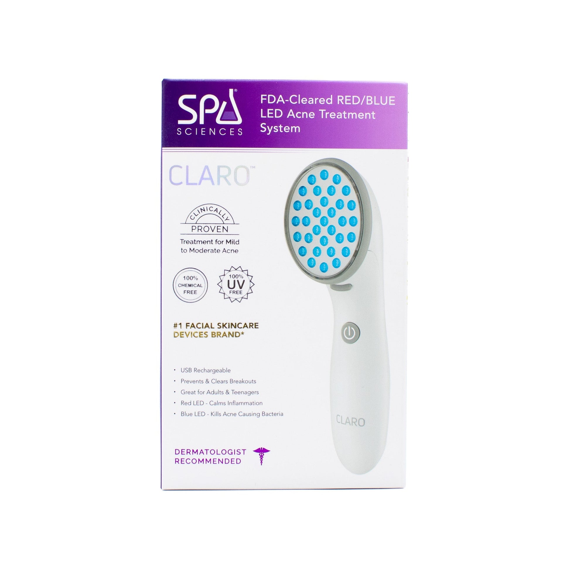 Spa Sciences CLARO Blue & Red LED Acne Treatment Light Therapy - New This is Beauty US