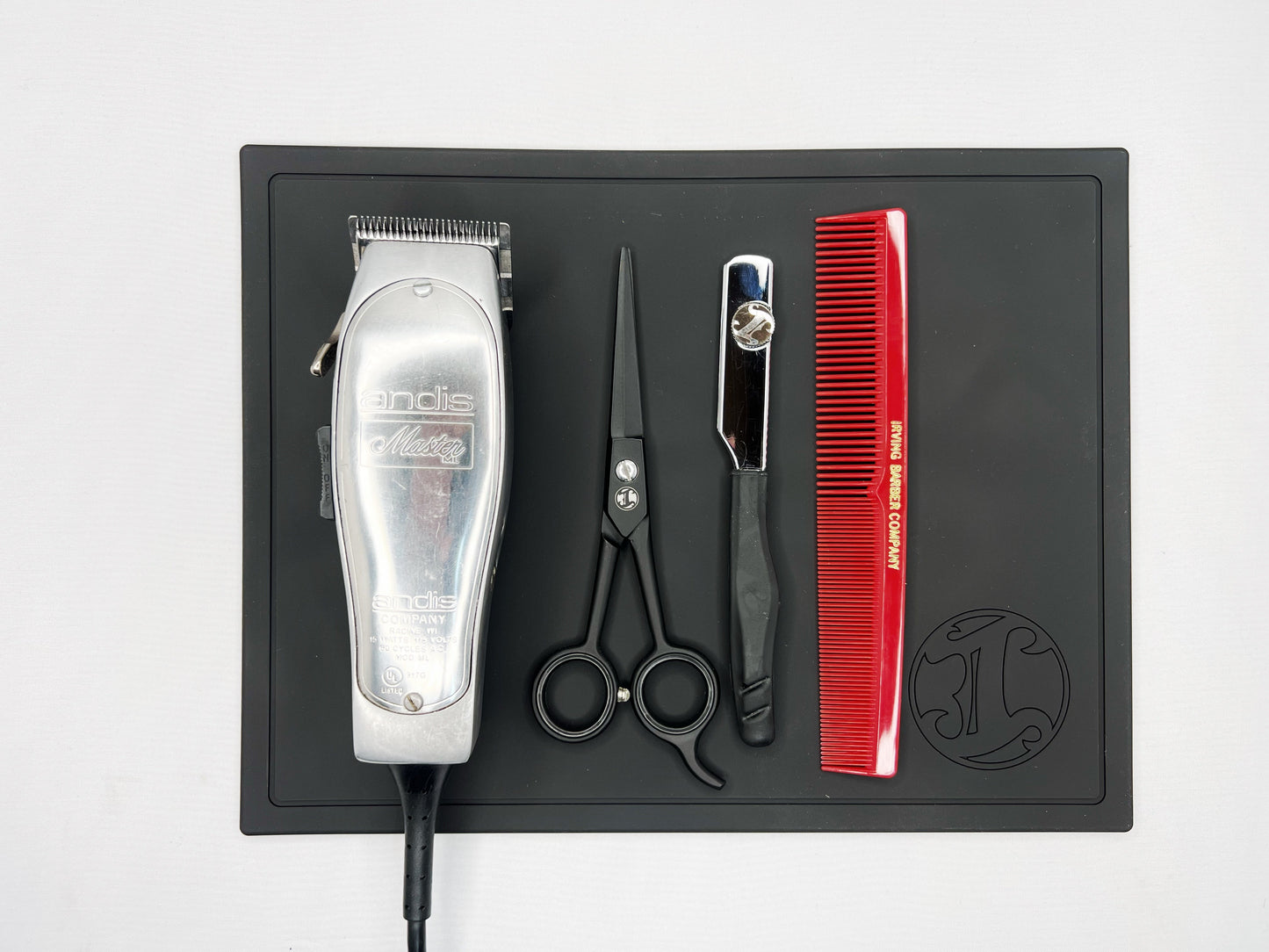 Travel Size Station Mat - All Black Irving Barber Company