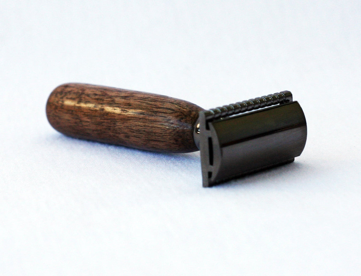 Walnut Wood Hand Crafted Shave Set with Gunmetal Safety Razor CreationsByWill