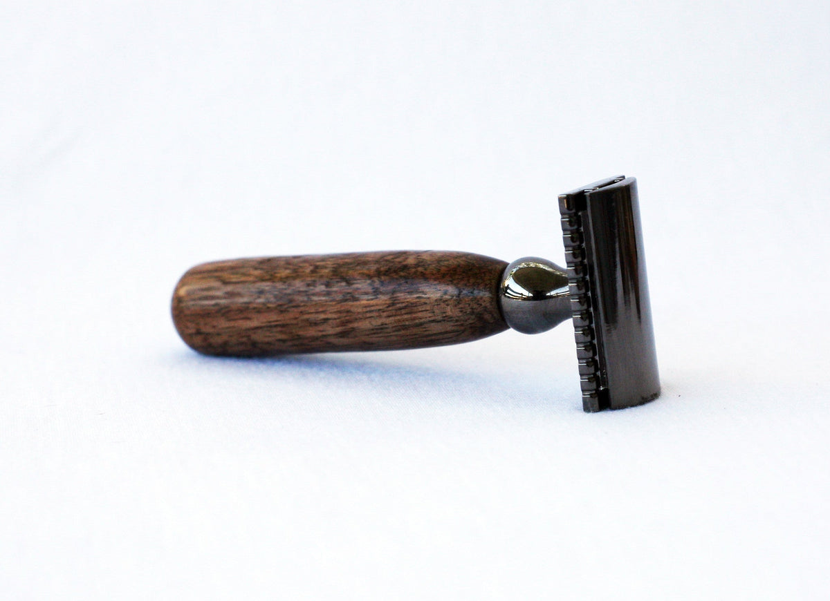 Hand turned Walnut Wood Double Edge Safety Razor CreationsByWill