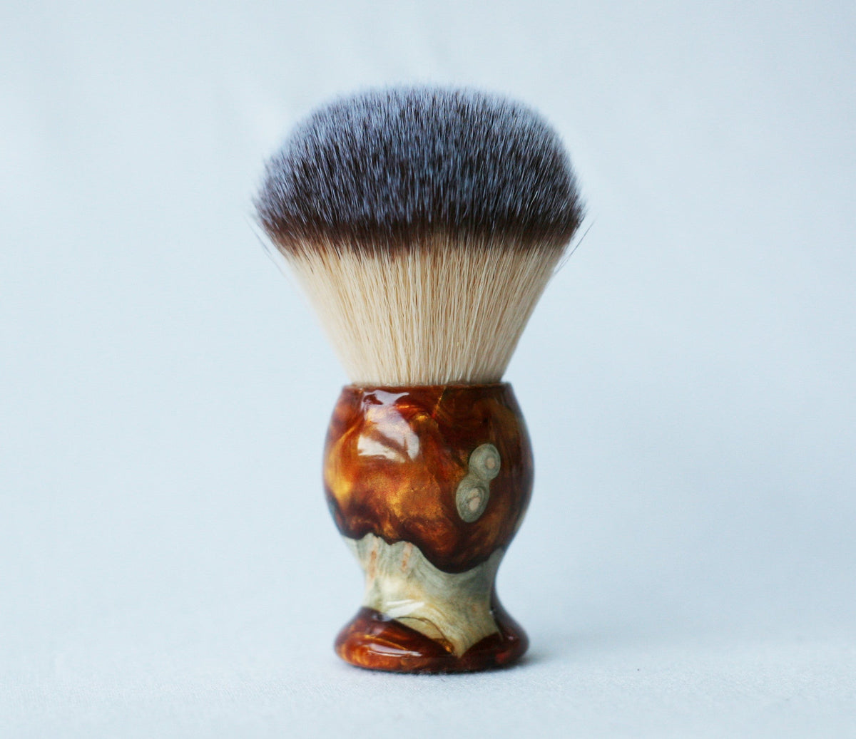 Buckeye Burl Shave Set with Gold and red swirl  Resin safety razor, 26mm lather brush and a matching shave stand. CreationsByWill