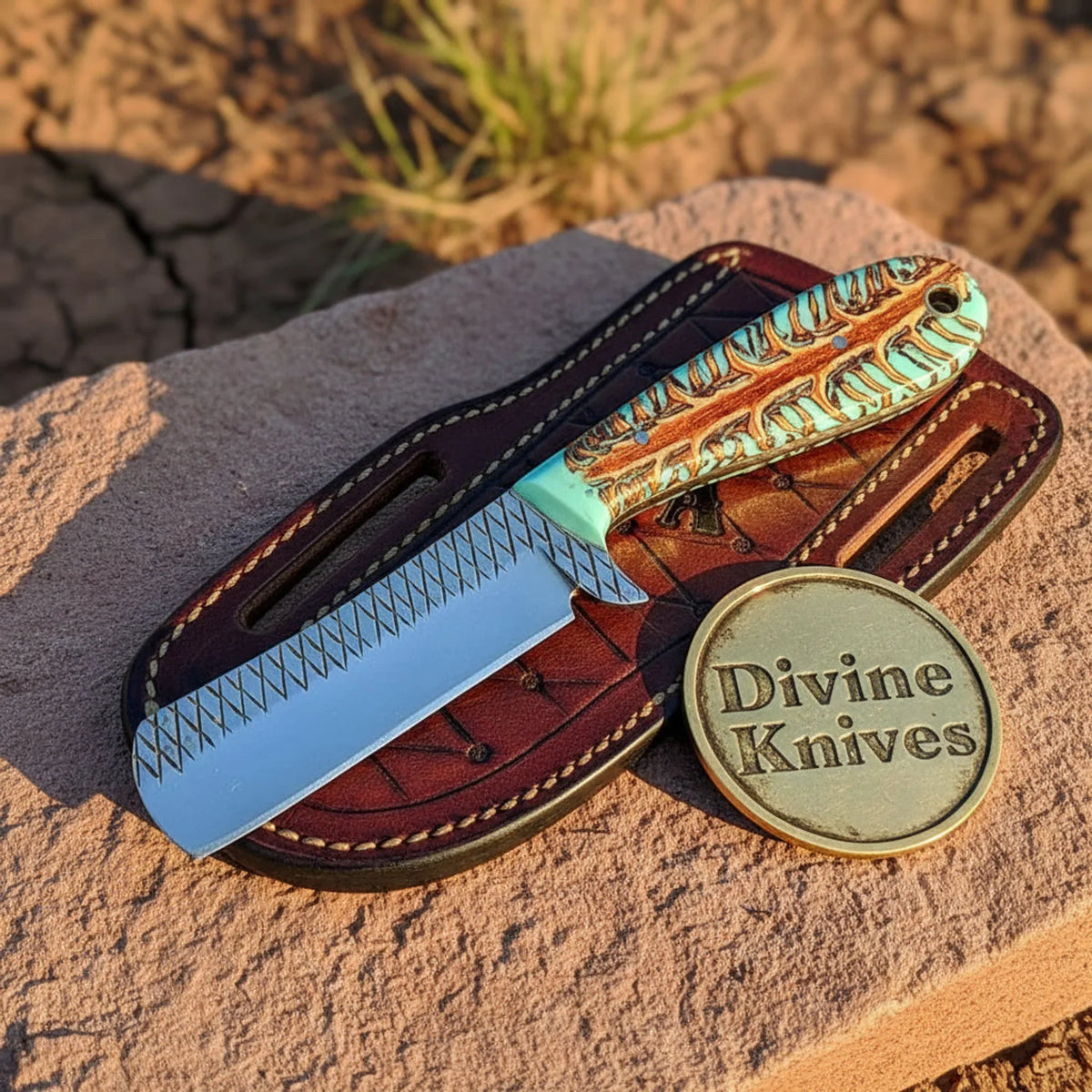 Bone Handle Damascus Straight Razor for Classic Shaving Divine Knives