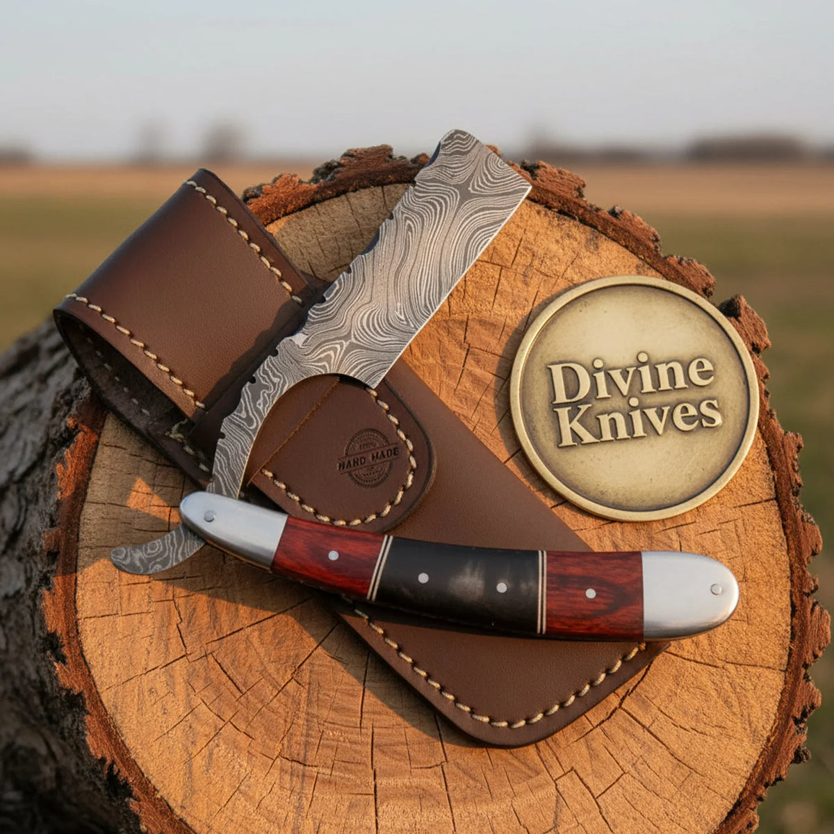 Red Pakkawood & Black Resin Straight Razor with Steel Bolsters – Handcrafted Cut-Throat Razor (4–5 Inch) Divine Knives