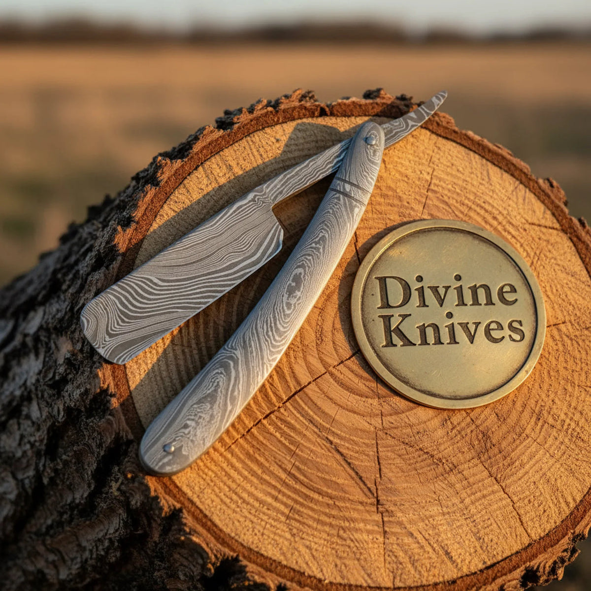 Minimalist All-Steel Damascus Straight Razor – Handcrafted Cut-Throat Razor (4–5 Inch) Divine Knives