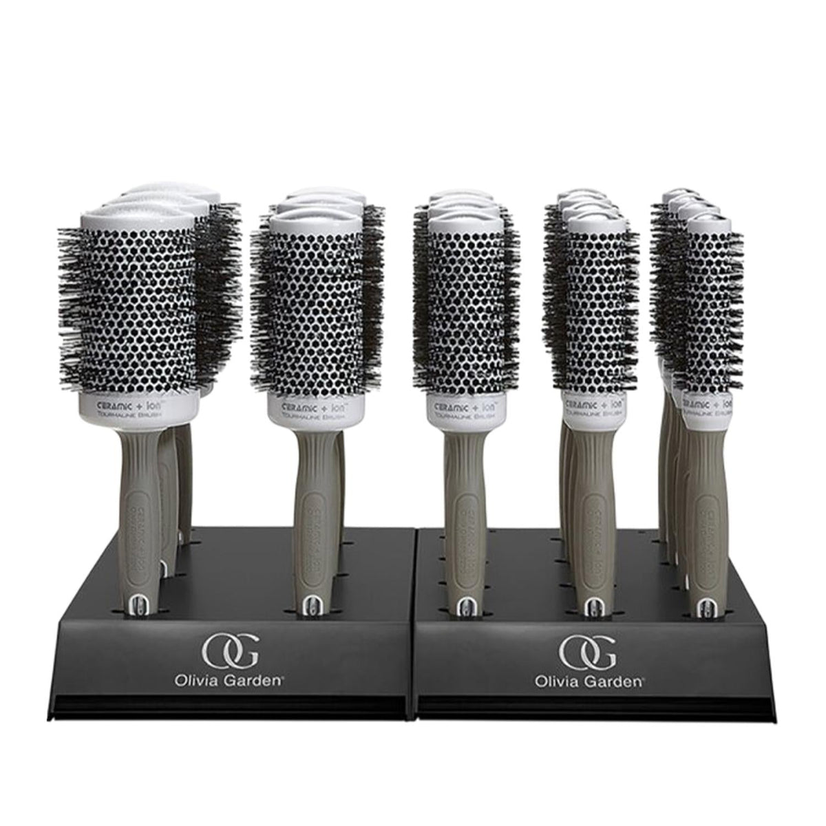 Olivia Garden Expert Shine White Grey Hair Brush Set 18 Pieces Beauty Care Bag