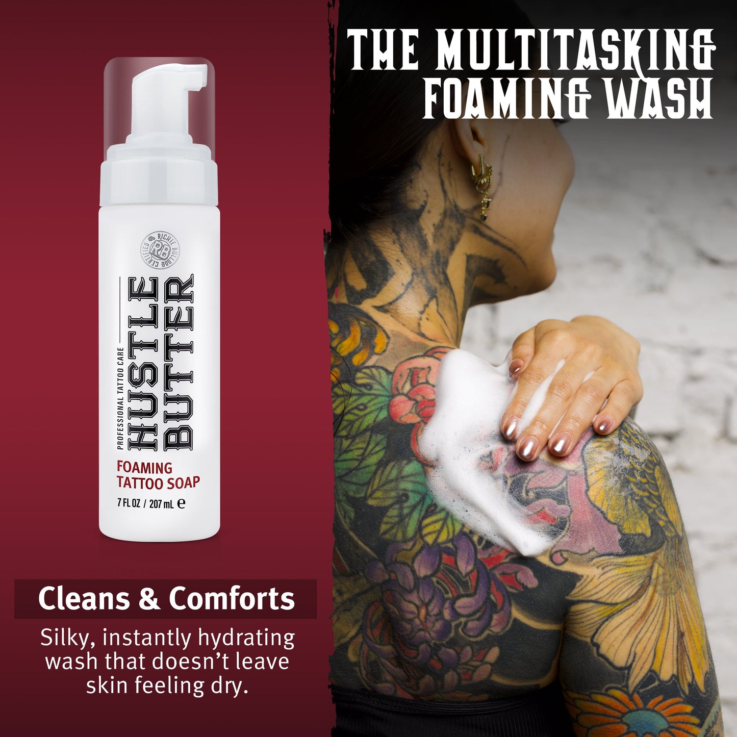 HUSTLE BUTTER FOAMING TATTOO SOAP (2 SIZES) N.O.S. Barber Supply