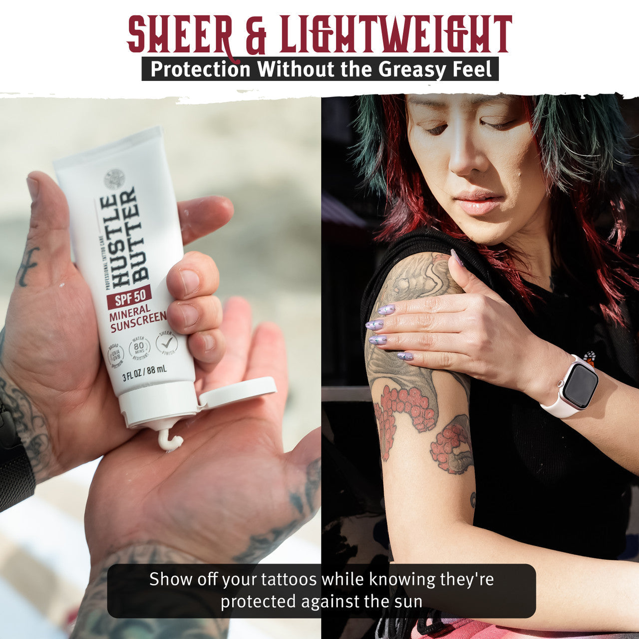 HUSTLE BUTTER MINERAL SUNSCREEN LOTION SPF 50 - 3OZ N.O.S. Barber Supply