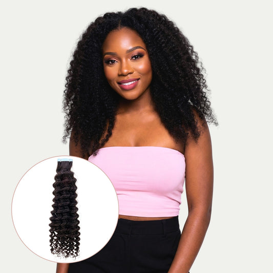 Kinky Curly 100% Human Hair Tape In Extensions Private Label