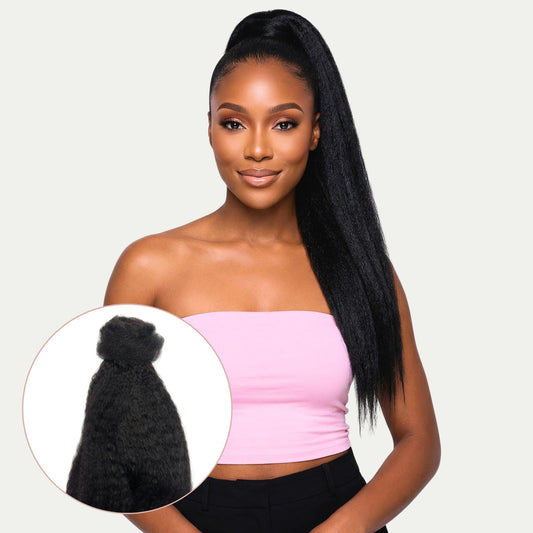 Kinky Straight 100% Human Hair Ponytail Extension Private Label