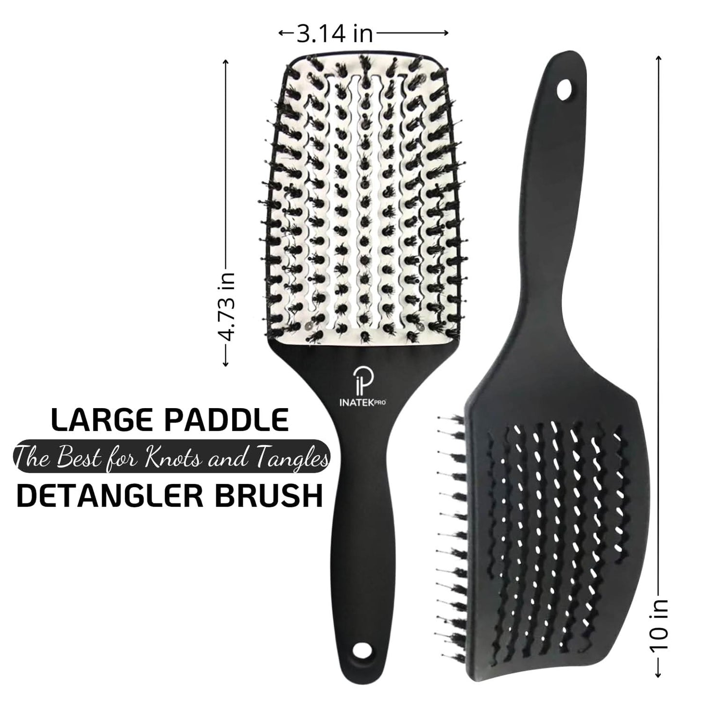 INATEKPRO Curved Vented Boar Bristle Detangler Brush - WHITE | LARGE The Beauty Box