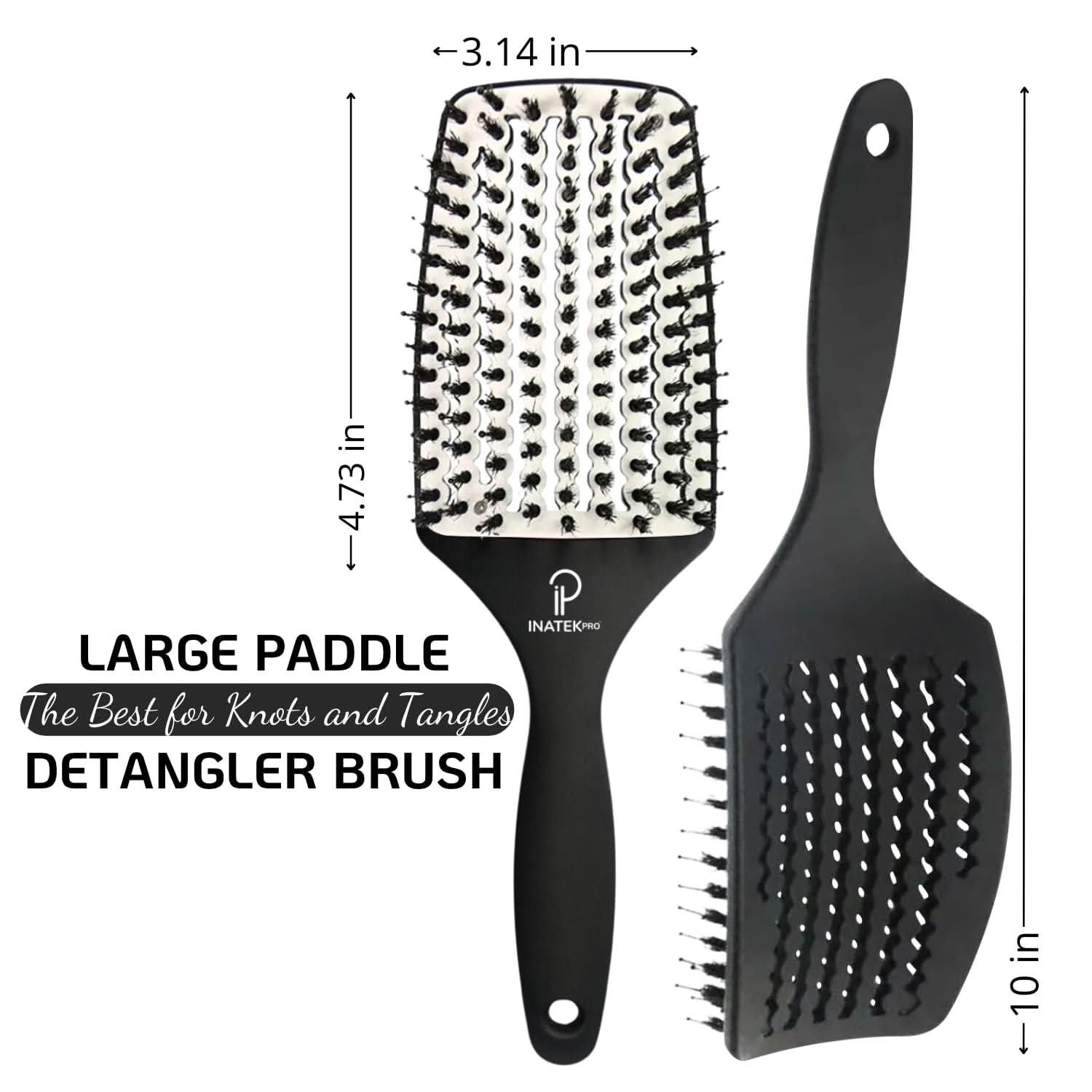 INATEKPRO Curved Vented Boar Bristle Detangler Brush - WHITE | LARGE The Beauty Box
