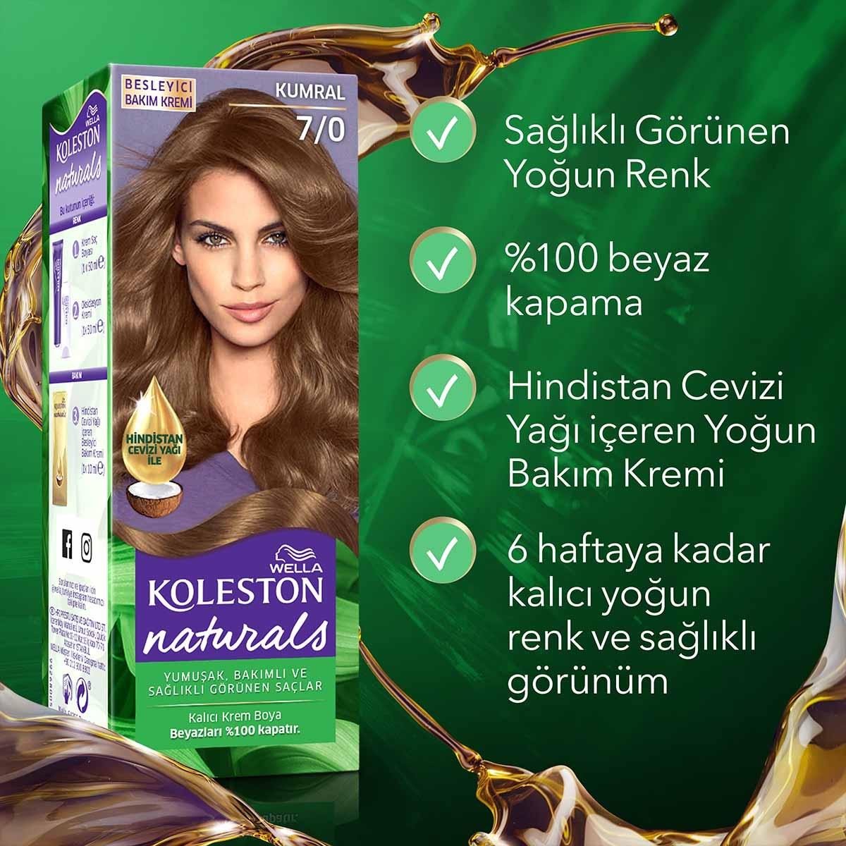 Wella Koleston Naturals Hair Color 7/0 - Rich Color & Nourishing Formula for Women and Teens | 1.7 fl oz Beauty Care Bag