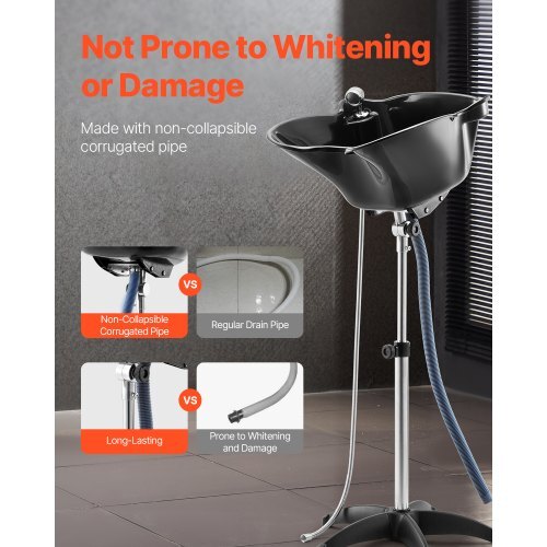 Portable Shampoo Bowl, Deep Shampoo Sink with Adjustable Height & Angle, Includes Drain Hose, Shower Head, Lightweight Hair Wash Basin for Barber Salon Spa Center & Home Use, Black The Shop On Spaulding