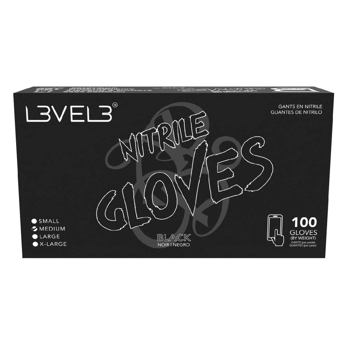 L3Vel3 Nitrile Gloves Black Medium 100 Piece My Beauty Site Pro
