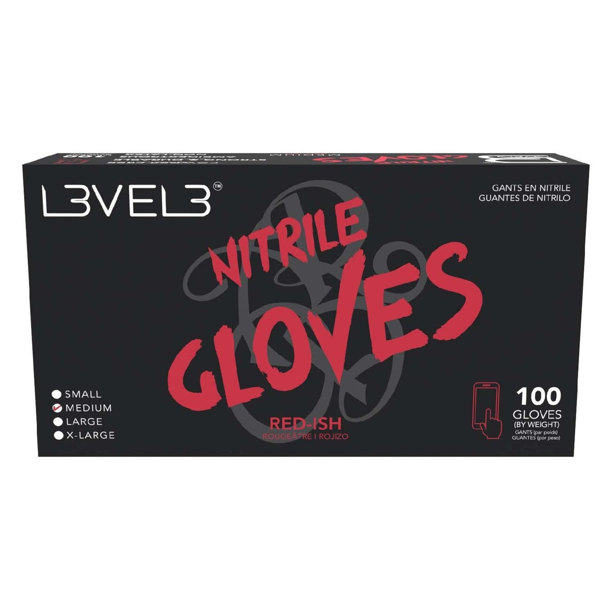 L3Vel3 Nitrile Gloves Red-Ish Medium 100 Piece My Beauty Site Pro