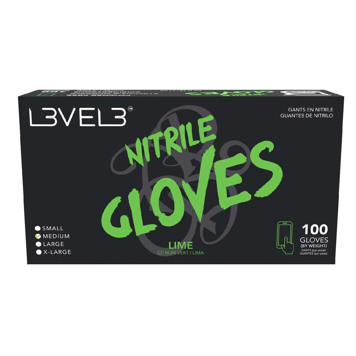 L3Vel3 Nitrile Gloves Lime Medium 100 Piece My Beauty Site Pro